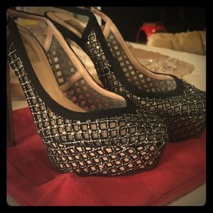 Valentino Metallic Silk & Swarovski Heels